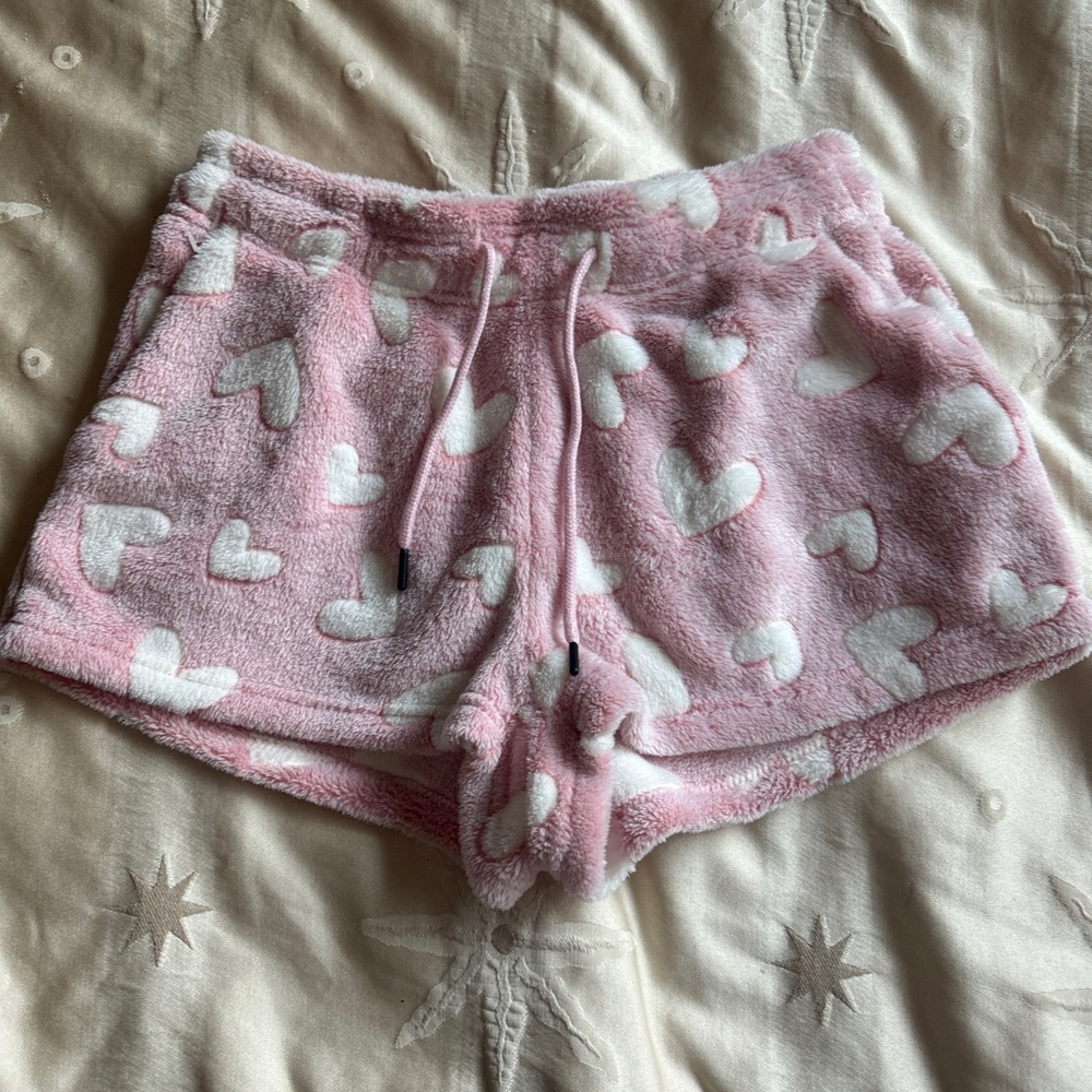 Women's Plush Pink Heart Athletic Shorts